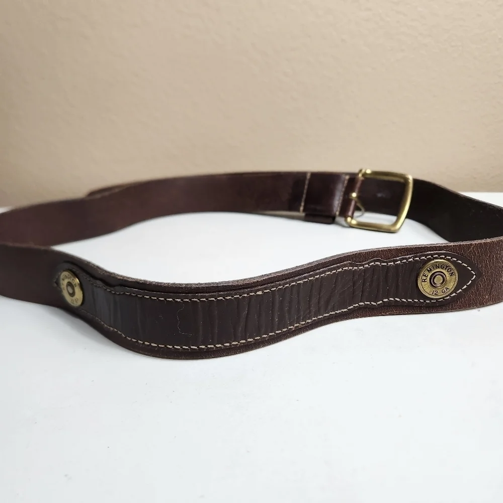 Remington Mens 12 GA Brown Leather Belt-Size 3X (50-52)